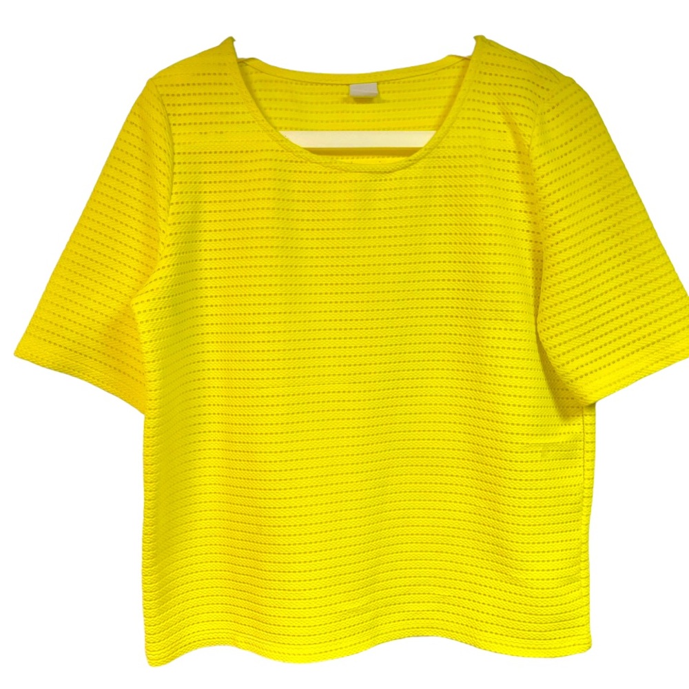 Bossini Italian‎ Made Yellow Open Knit Mesh short sleeve Top